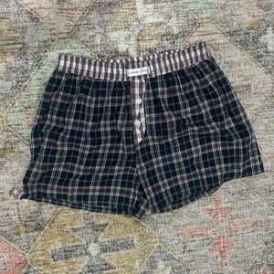 HAND OVER Plaid Cotton Lounge Shorts - Navy/Red